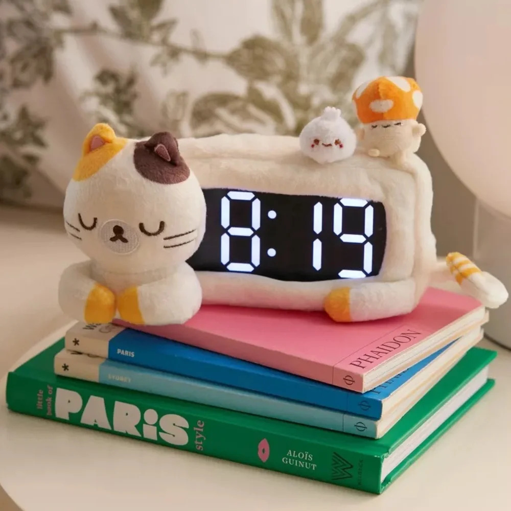 Smoko Cat Plushie Clock, NWT